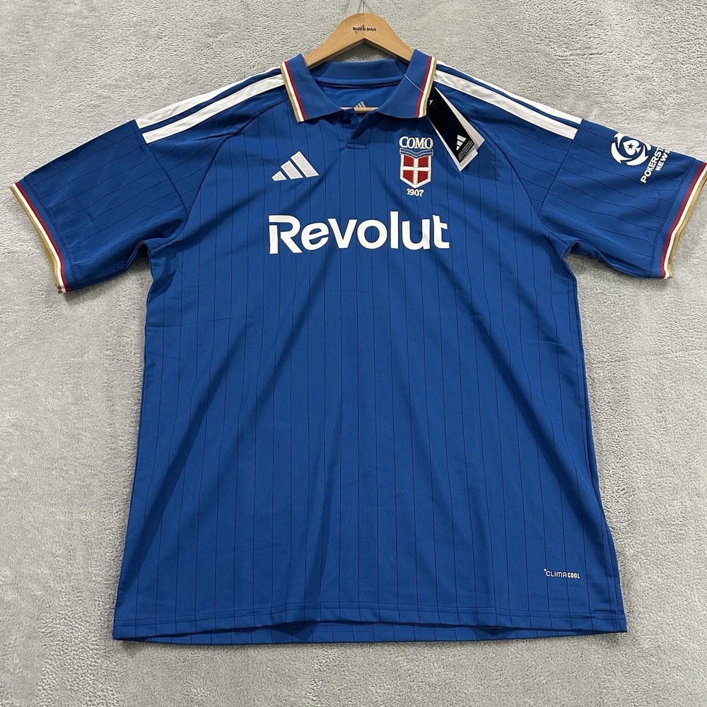 NWT Adidas Clima Cool Como Men 4XL Soccer Jersey Polo Blue Home Fans Version